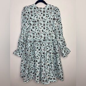 COFFEE theme novelty smock sleeve mini dress